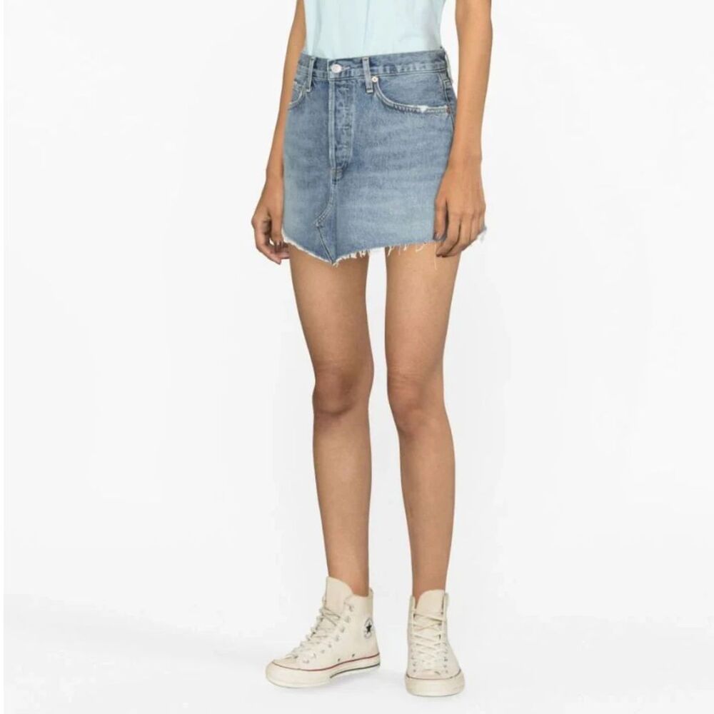 Agolde Light Blue Denim Mini Skirt